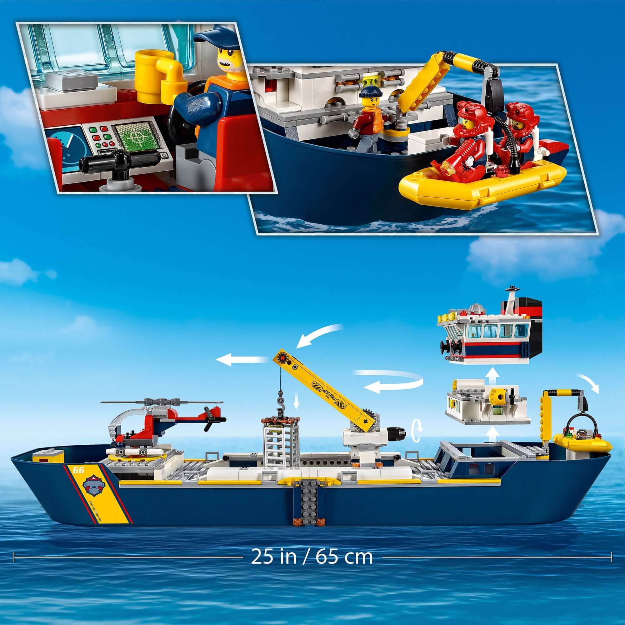LEGO® City Ocean Exploration Ship Toy Boat 60266 with mini-figures and accessories for kids' deep sea adventures.