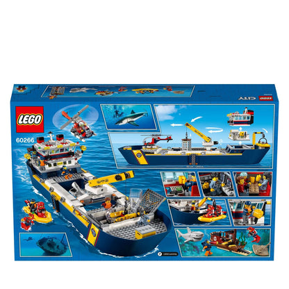 LEGO® City Ocean Exploration Ship Toy Boat 60266, featuring marine life, explorers, and adventure scenes.