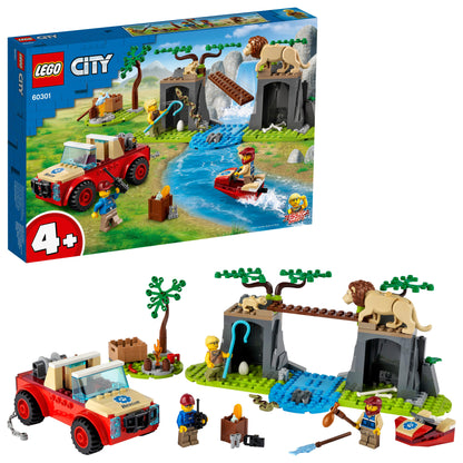 LEGO City Wildlife Rescue Off Roader Car Toy 60301 playset with vehicles, animals, and rescue missions for kids.