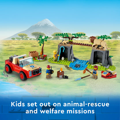 LEGO® City Wildlife Rescue Off Roader Car Toy 60301 with characters and animals in a vibrant outdoor setting.