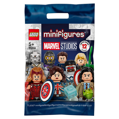 LEGO® Minifigures Marvel Studios Building Set 71031, featuring collector's characters in mystery bags with accessories.