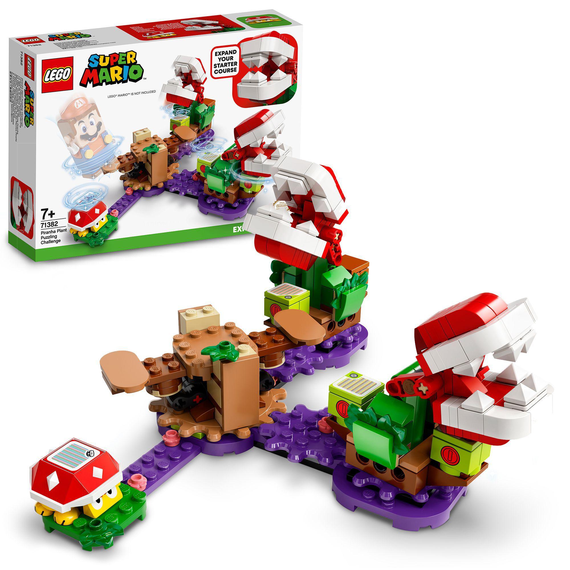 LEGO® Super Mario Piranha Plant Expansion Set 71382 featuring interactive building challenges in the Soda Jungle.