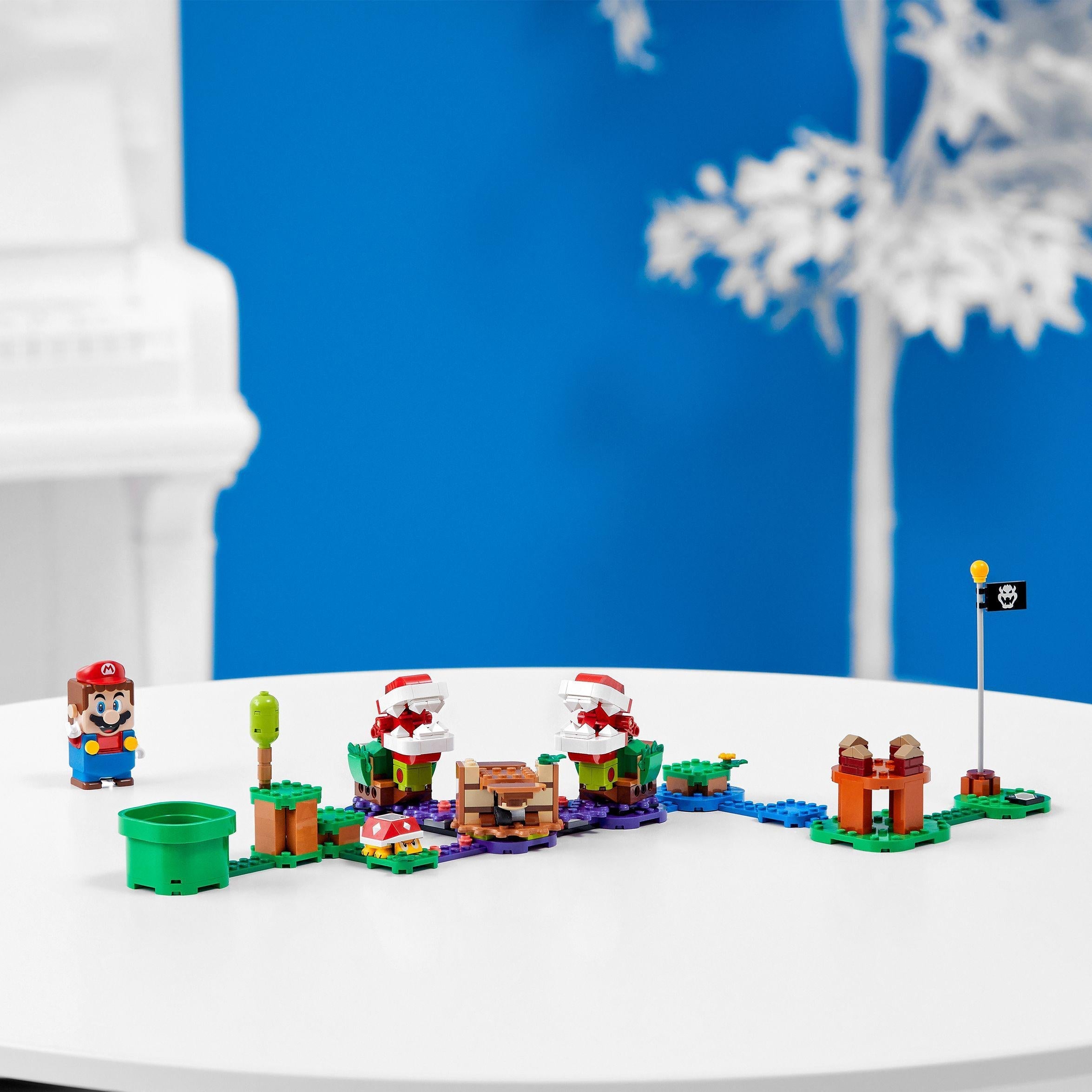 LEGO® Super Mario Piranha Plant Expansion Set 71382 with Mario figure, Piranha Plants, and Soda Jungle scenery.