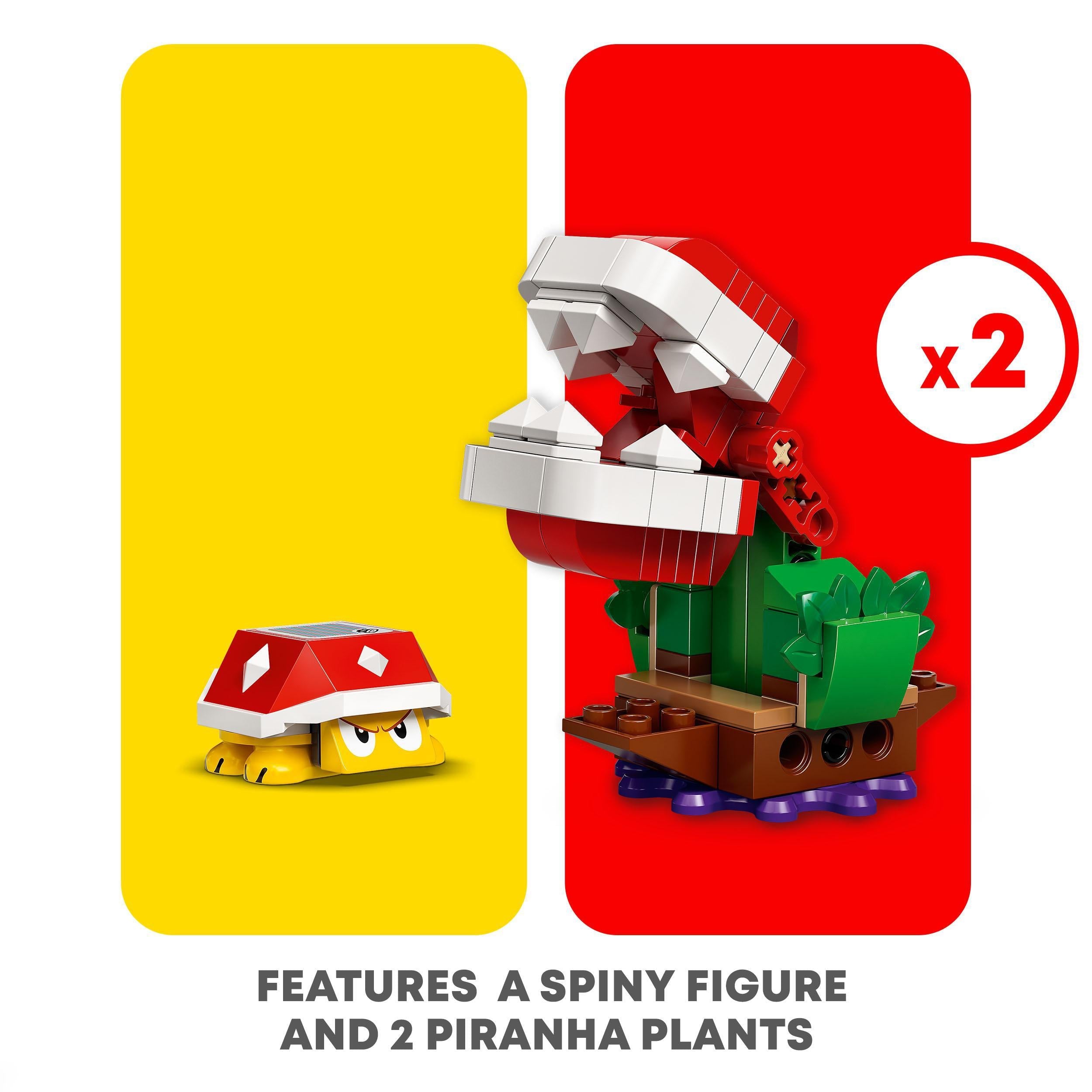 LEGO Super Mario Piranha Plant Expansion Set 71382 featuring a spiny figure and two Piranha Plants