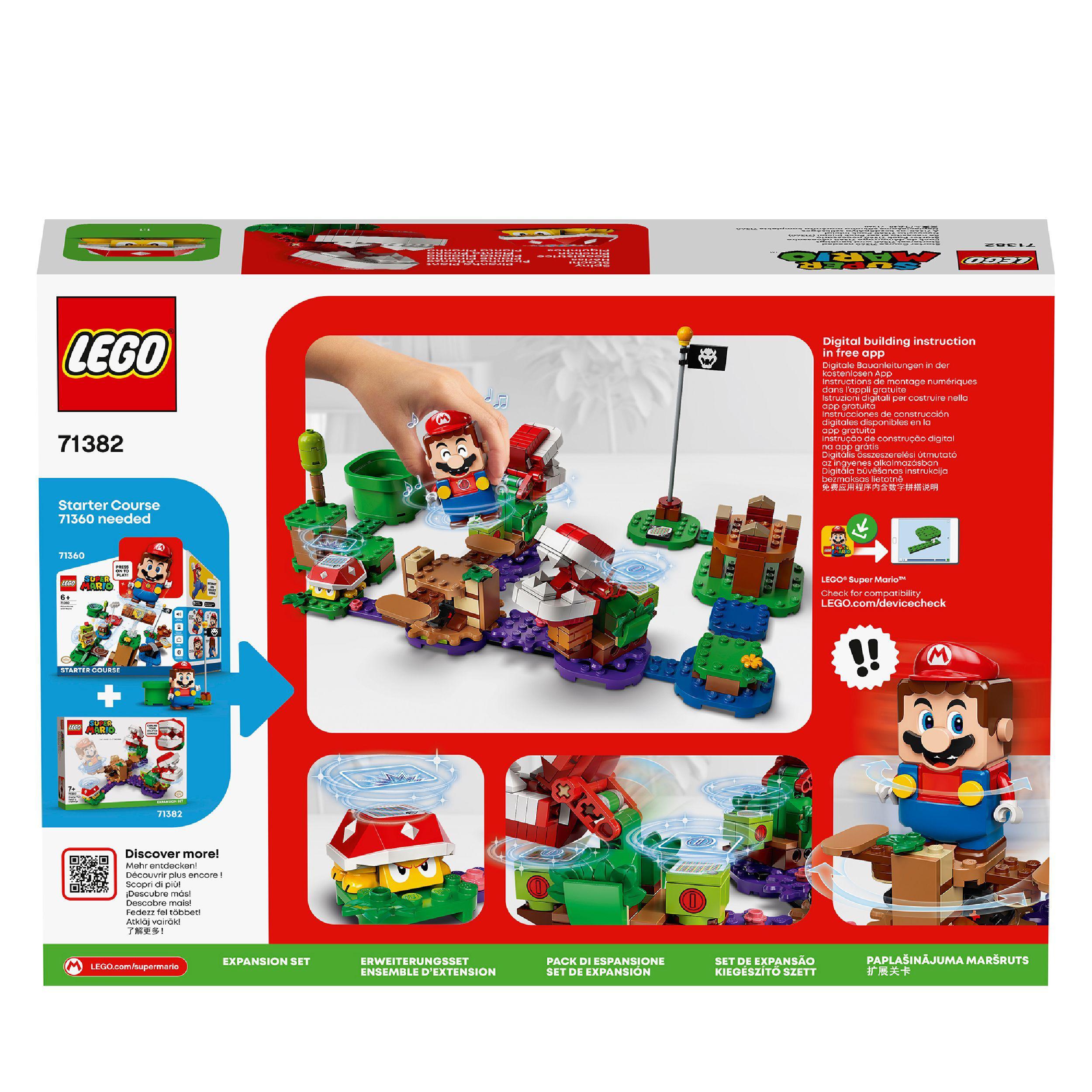 LEGO Super Mario Piranha Plant Expansion Set 71382, featuring Mario and jungle-themed challenge elements for immersive play.