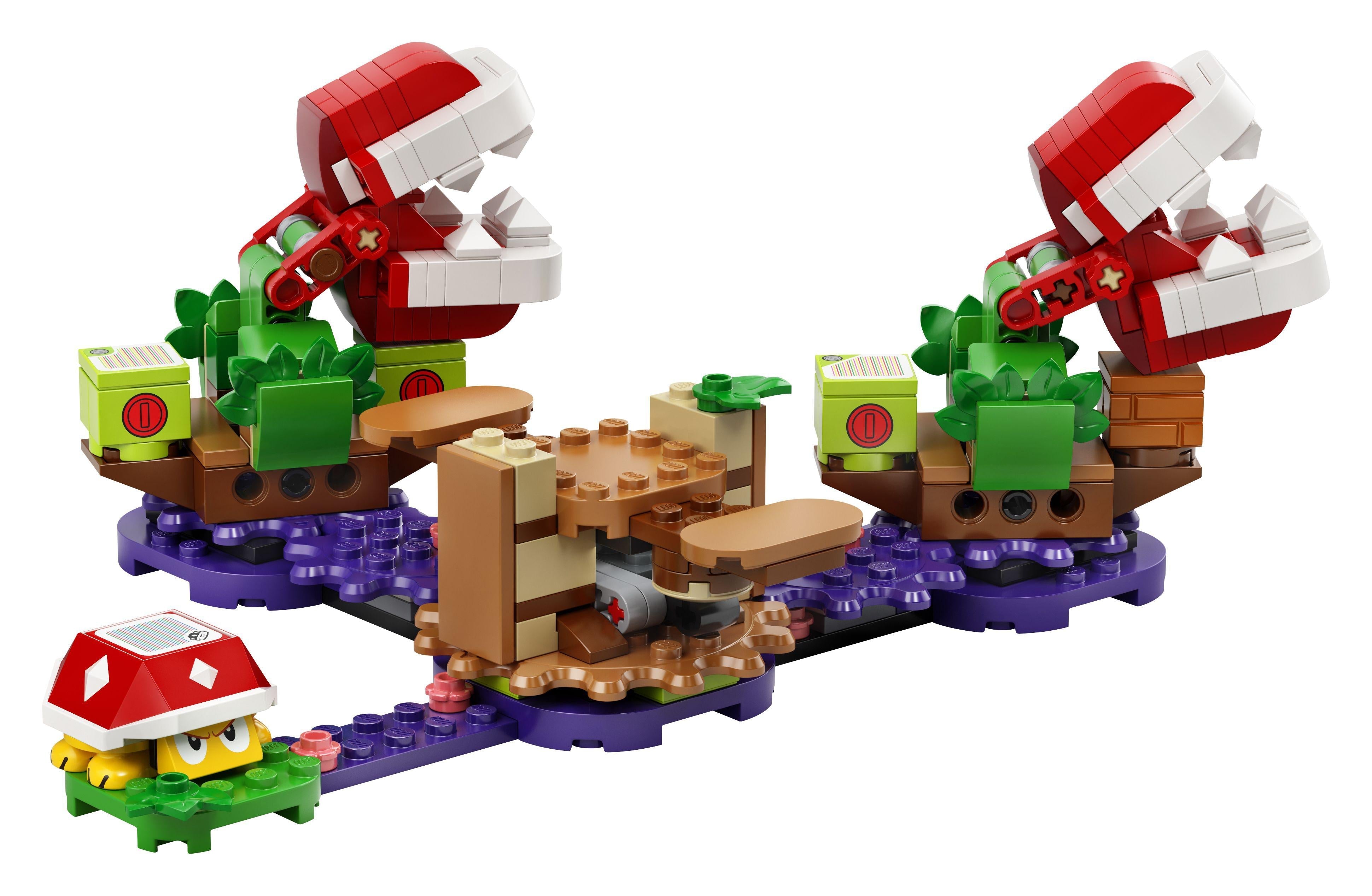 LEGO® Super Mario Piranha Plant Expansion Set 71382 featuring colorful Piranha Plants in a Soda Jungle setting.