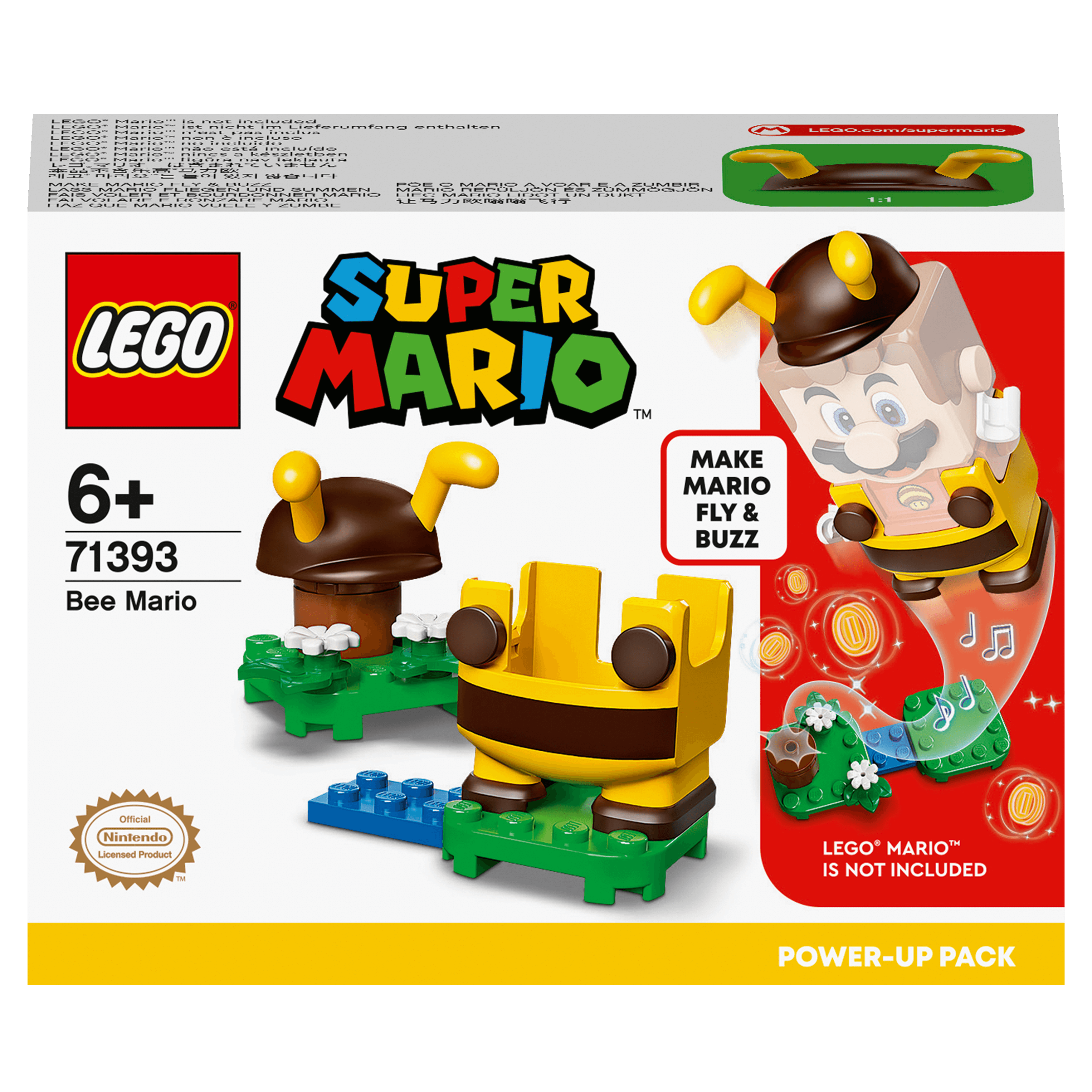 LEGO Super Mario Bee Mario Power-Up Pack 71393, featuring interactive bee suit for kids, enhances gameplay.