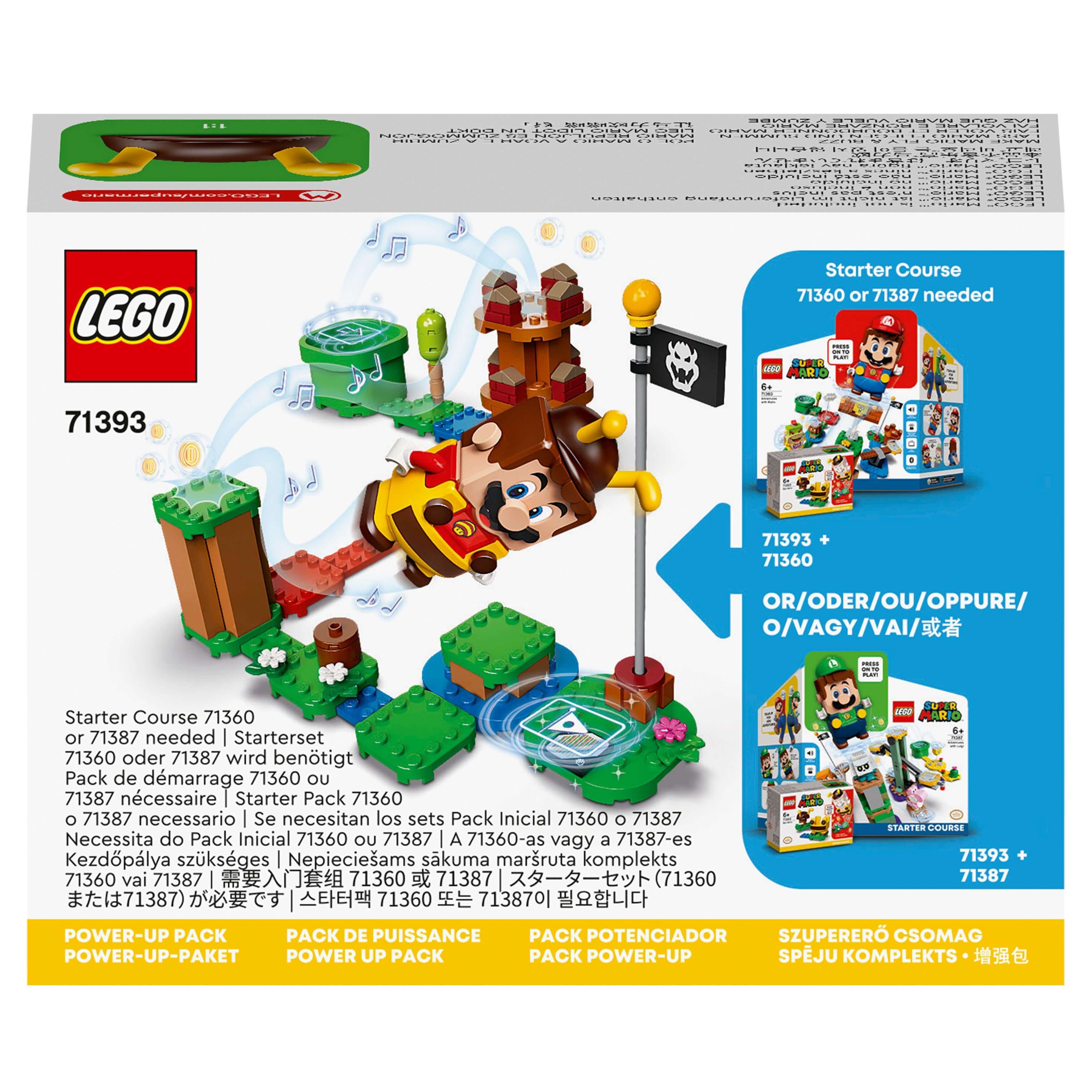 LEGO Super Mario Bee Mario Power-Up Pack 71393, featuring Mario in a bee suit with colorful interactive blocks.