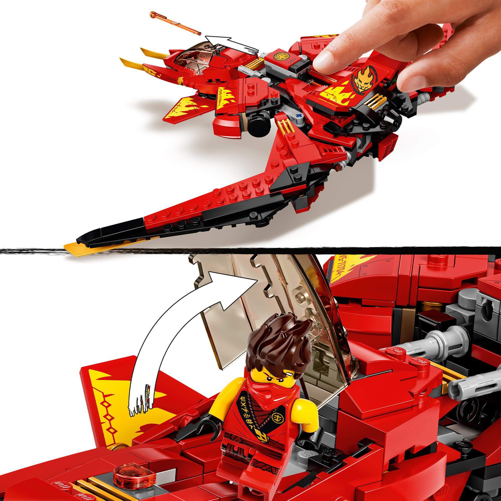 LEGO NINJAGO Legacy Kai Fighter Toy Jet 71704 showcasing Kai in action with detailed design for imaginative play.