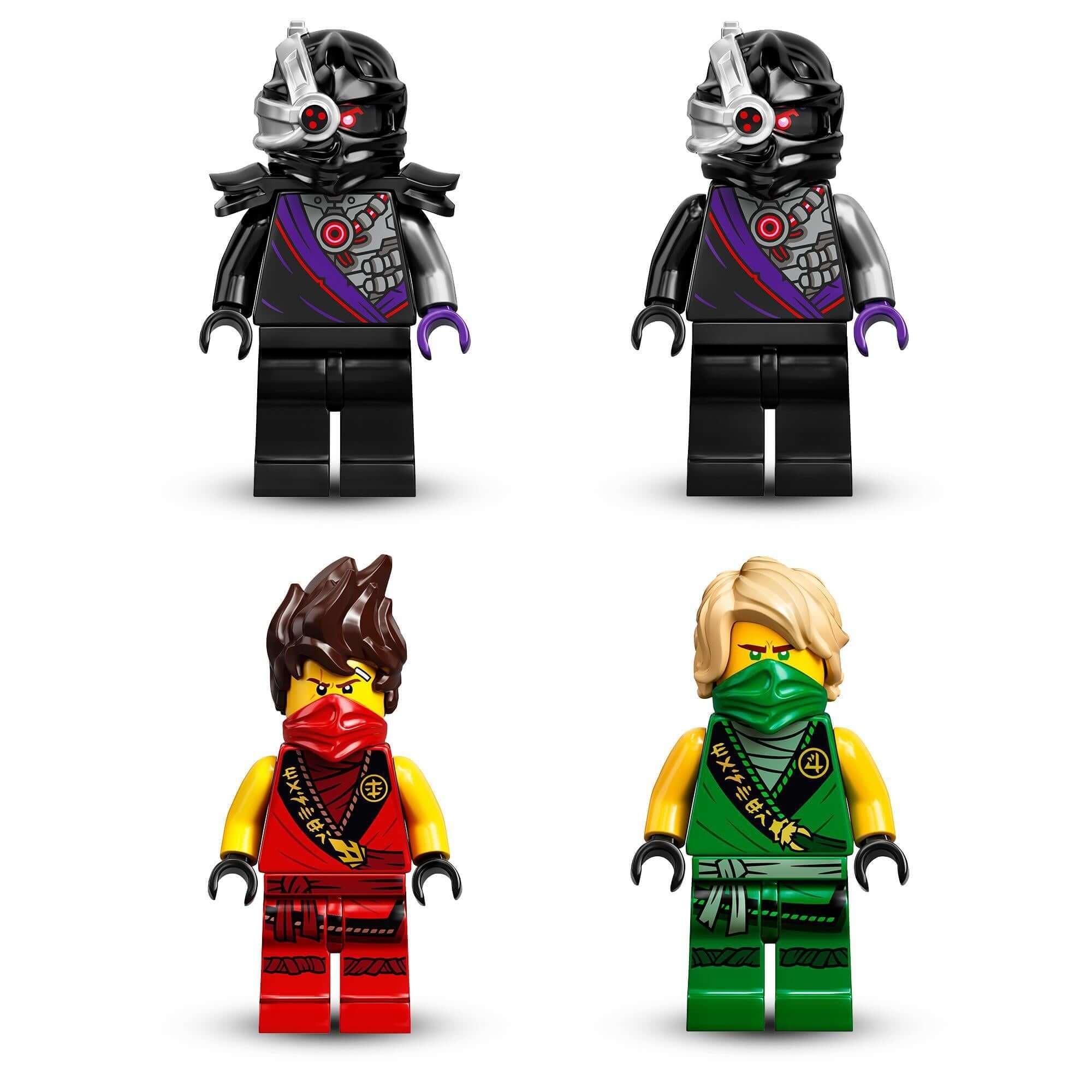 LEGO NINJAGO Legacy minifigures featuring Lloyd, Kai, and enemy character in vibrant colors and detailed design.