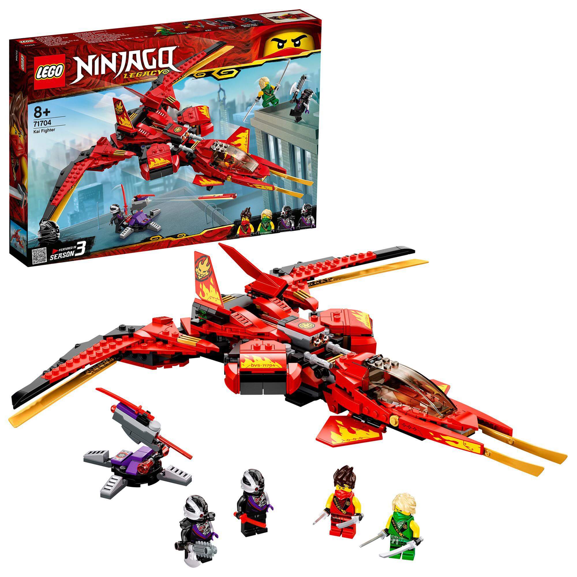 LEGO NINJAGO Legacy Kai Fighter 71704 set with figures for imaginative play and display.