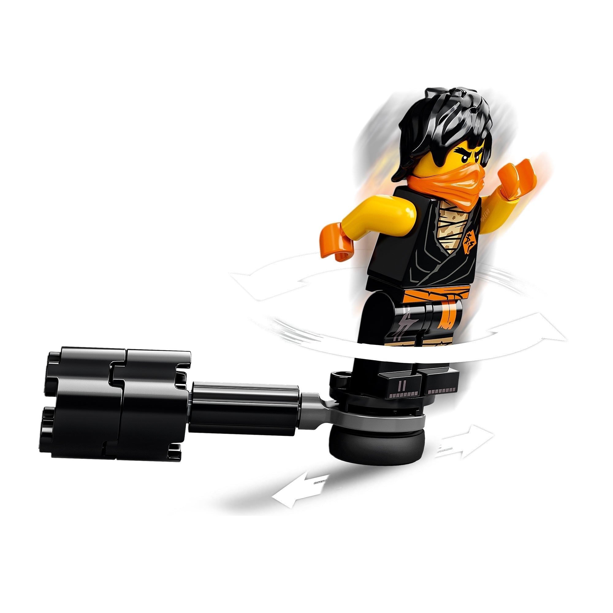 LEGO® NINJAGO set showing Cole performing a battle move against the Ghost Warrior, highlighting action and adventure.