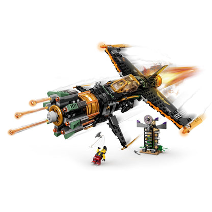 LEGO NINJAGO Legacy Boulder Blaster Set 71736 with shooting aeroplane and ninja prison toy for creative play.