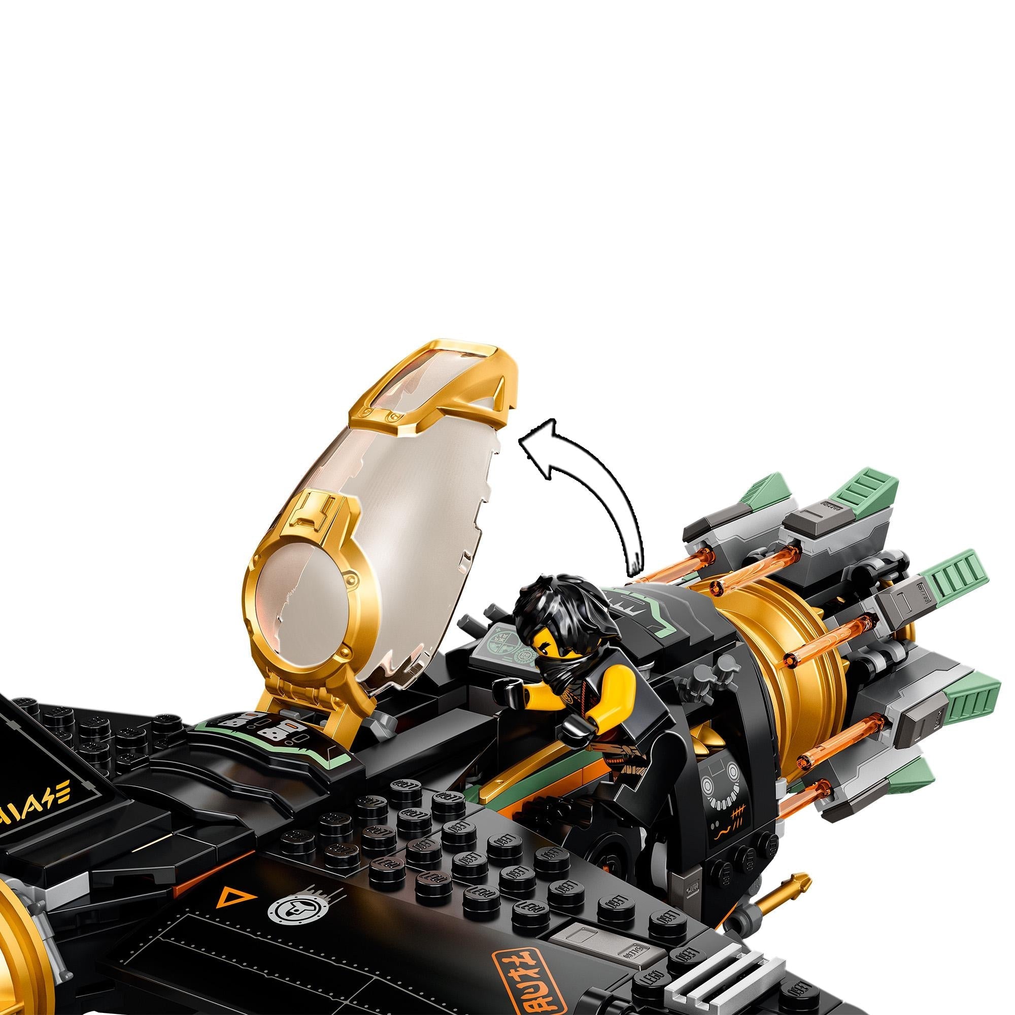 LEGO NINJAGO Boulder Blaster playset featuring a detailed shooting aeroplane with ninja character.