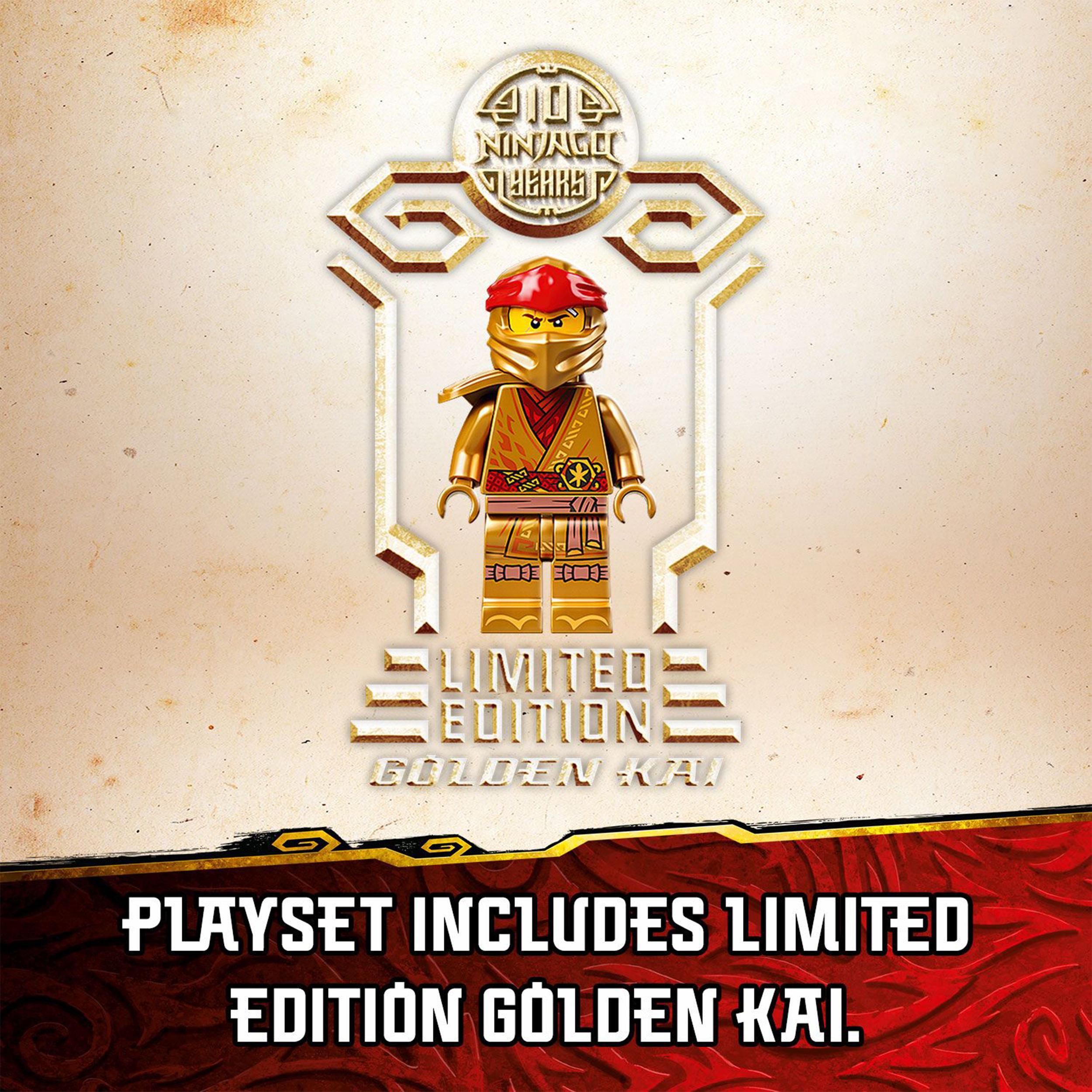LEGO® NINJAGO Limited Edition Golden Kai figure from Boulder Blaster set 71736, perfect for imaginative ninja play.