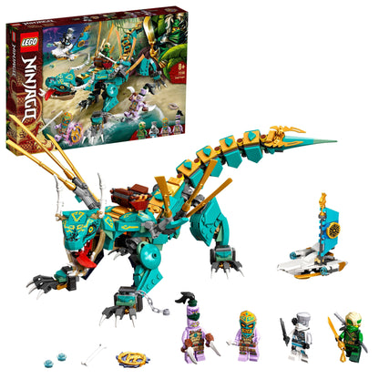 LEGO® NINJAGO Jungle Dragon Toy Set 71746 with dragon figure and 4 minifigures for island adventures.