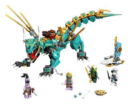 LEGO NINJAGO Jungle Dragon Toy Figure Set 71746 with posable dragon and 4 cool minifigures for exciting island adventures.