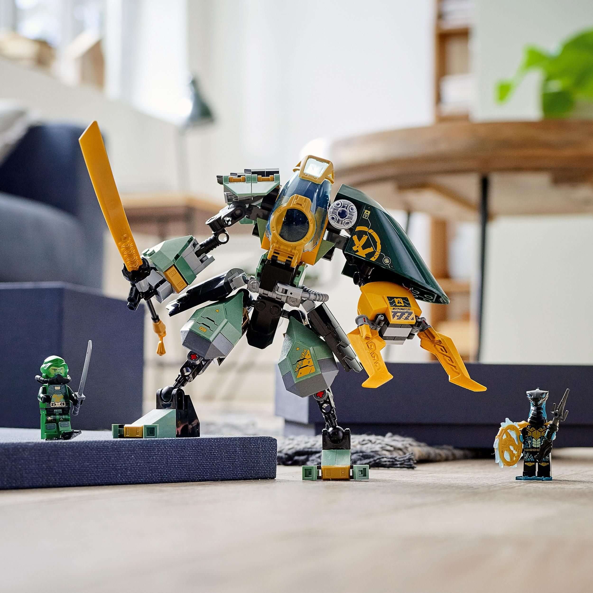 LEGO NINJAGO Lloyd's Hydro Mech set 71750 with minifigures, perfect for underwater adventure play.