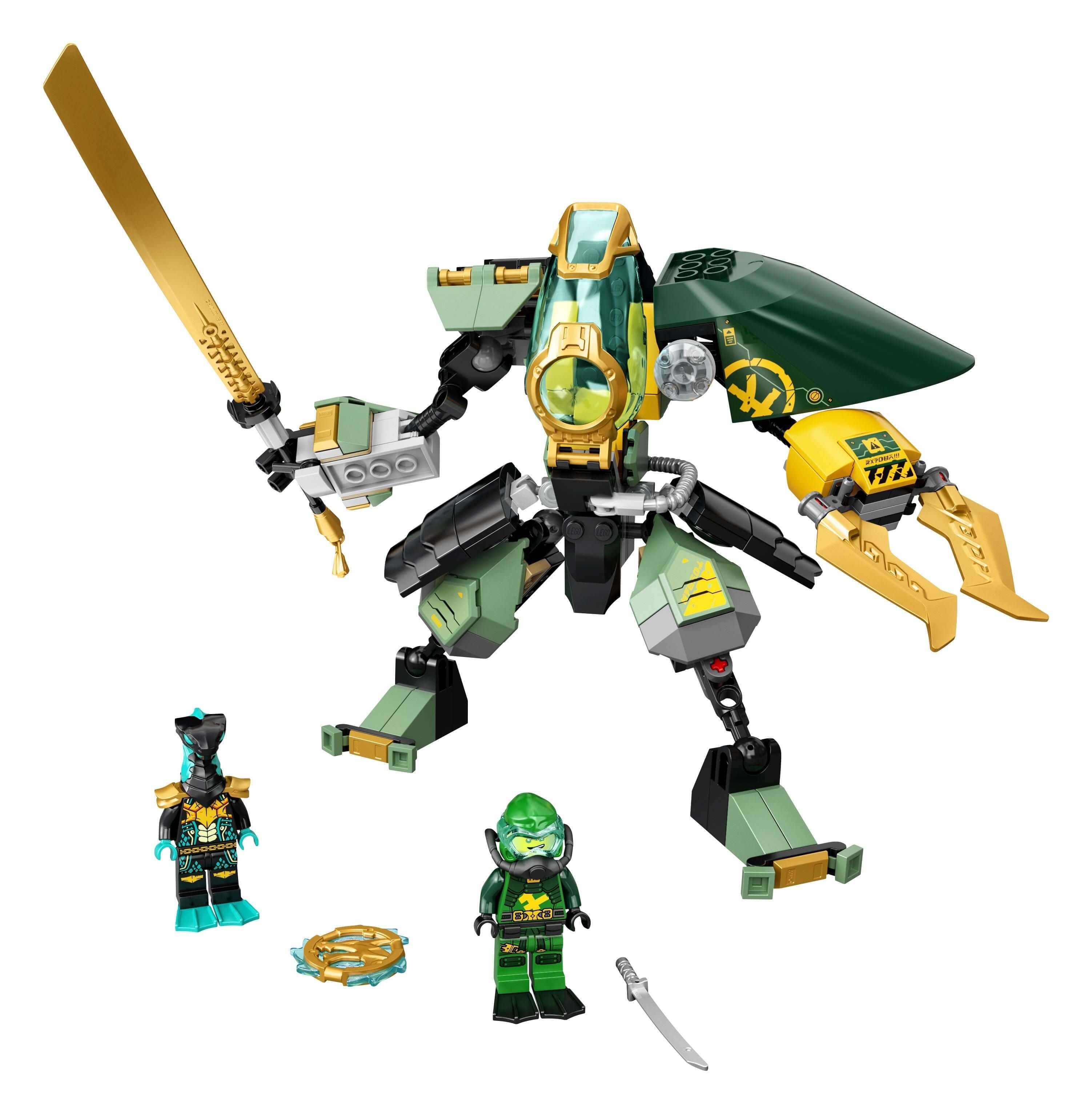 LEGO NINJAGO Lloyd’s Hydro Mech set 71750 with minifigures for underwater action fun.