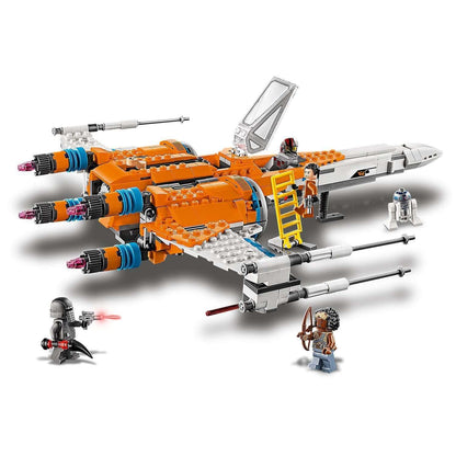 LEGO Star Wars Poe Dameron's X-wing Fighter 75273 with missile shooter and mini-figures from The Rise of Skywalker.