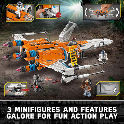 LEGO® Star Wars Poe Dameron's X-wing Fighter 75273, featuring 3 minifigures and missile-shooting action for kids.