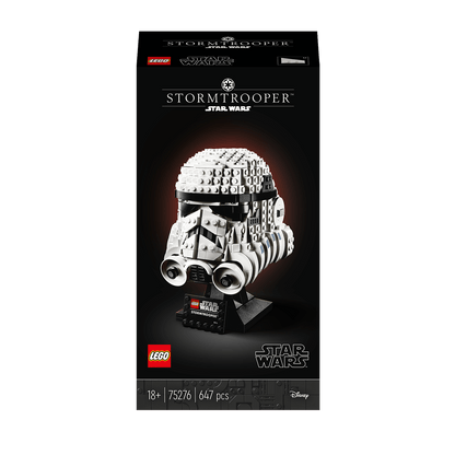 LEGO Star Wars Stormtrooper Helmet Model Set 75276, collectible brick-built display for adults, 647 pieces.