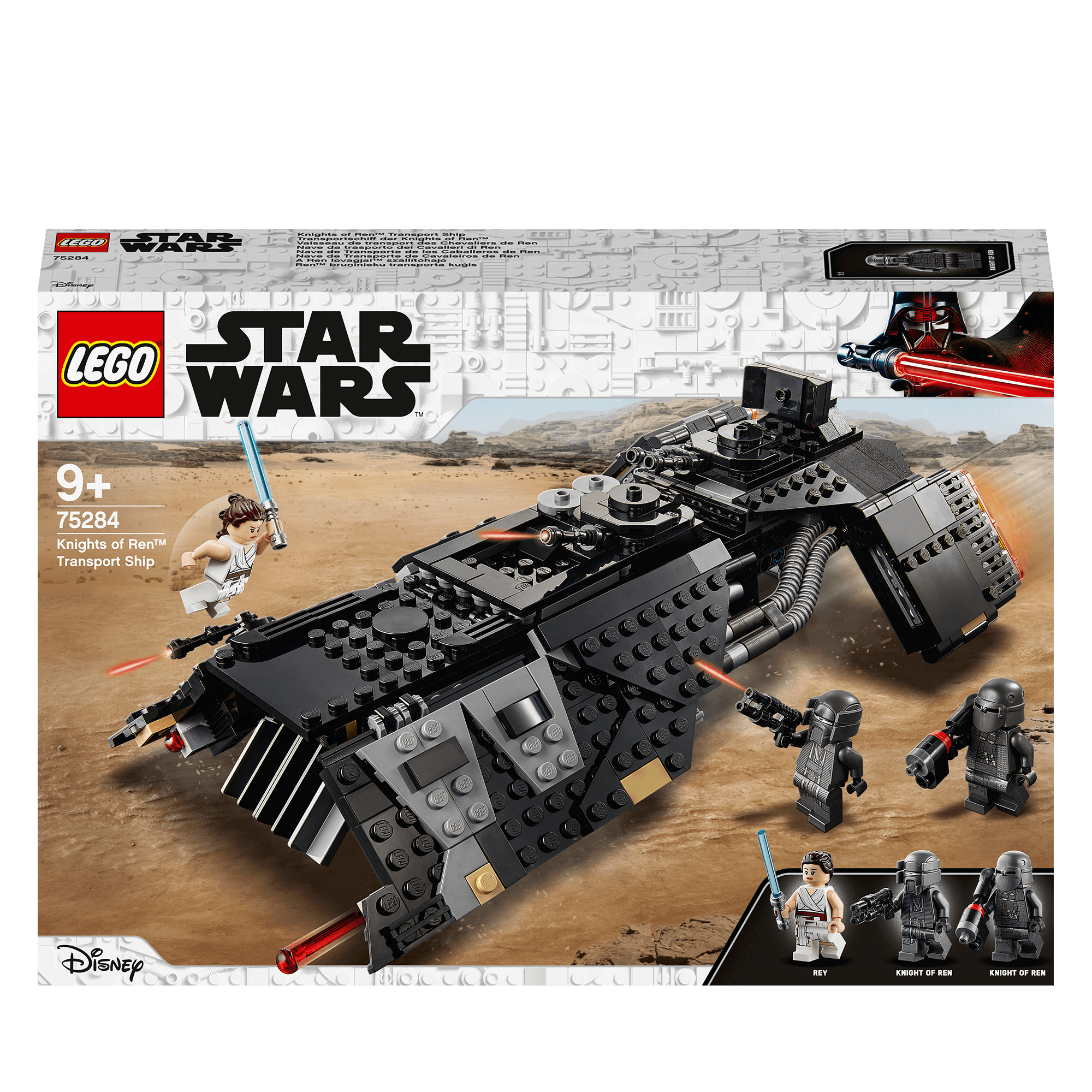 LEGO Star Wars Knights of Ren Transport Ship 75284 set with Rey and Knights of Ren figures for kids' imaginative battles.