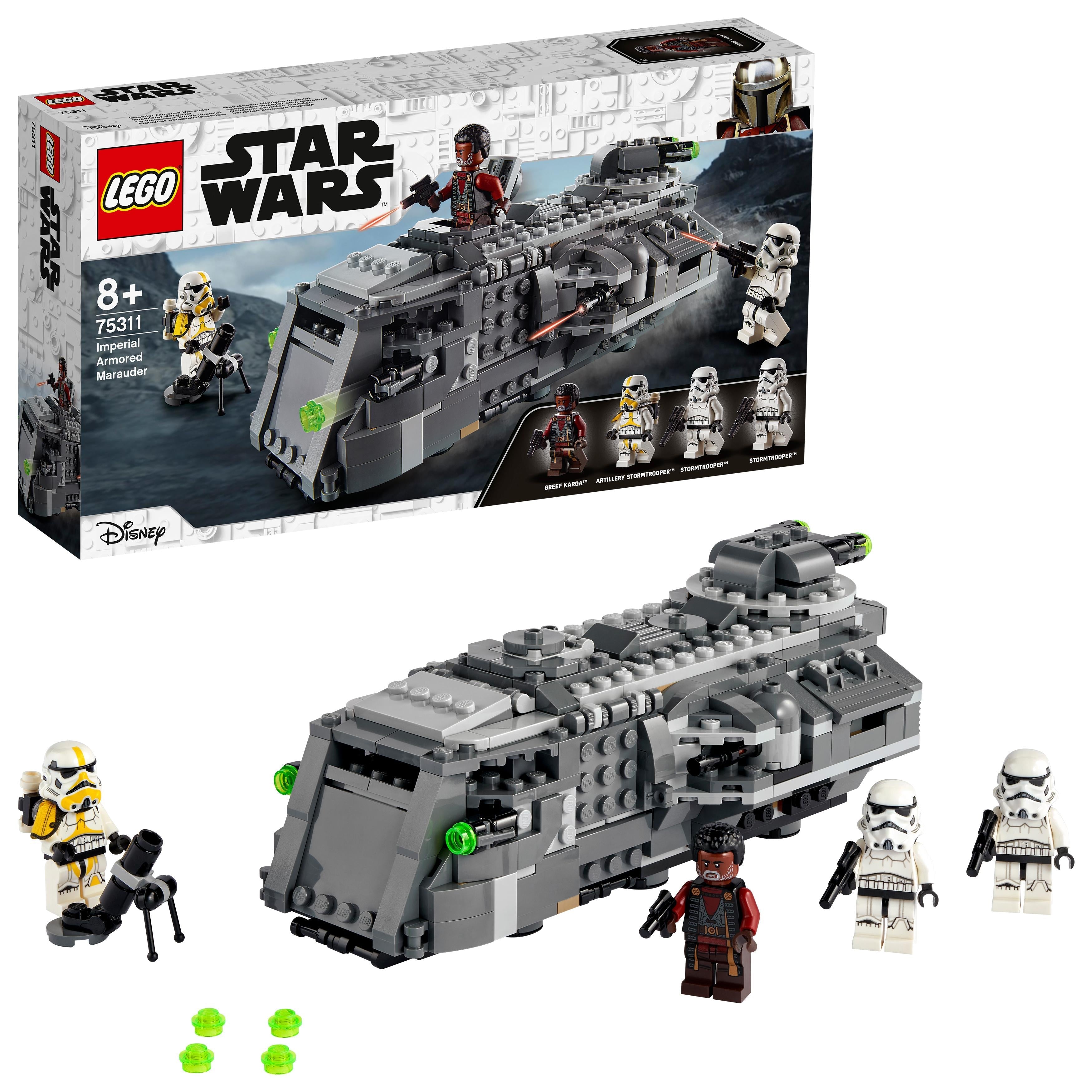 LEGO Star Wars Imperial Armoured Marauder Set 75311 with minifigures for Stormtrooper battles.