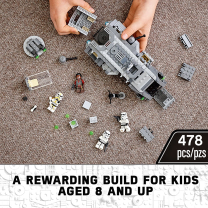 LEGO Star Wars Imperial Armoured Marauder set 75311 with Stormtroopers and Greef Karga, ideal for kids aged 8 and up.