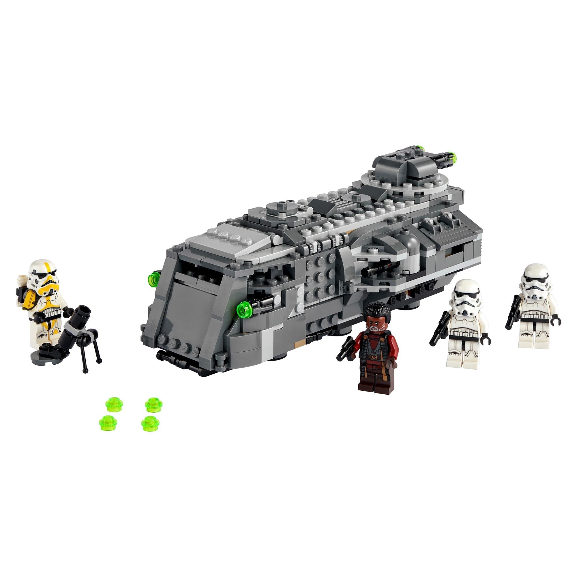 LEGO Star Wars Imperial Armoured Marauder Set 75311 with Stormtroopers and Greef Karga for epic battles.