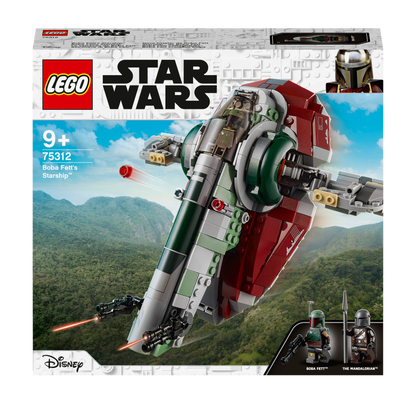 LEGO® Star Wars 75312 Boba Fett’s Starship box showcasing play set for fans of The Mandalorian.
