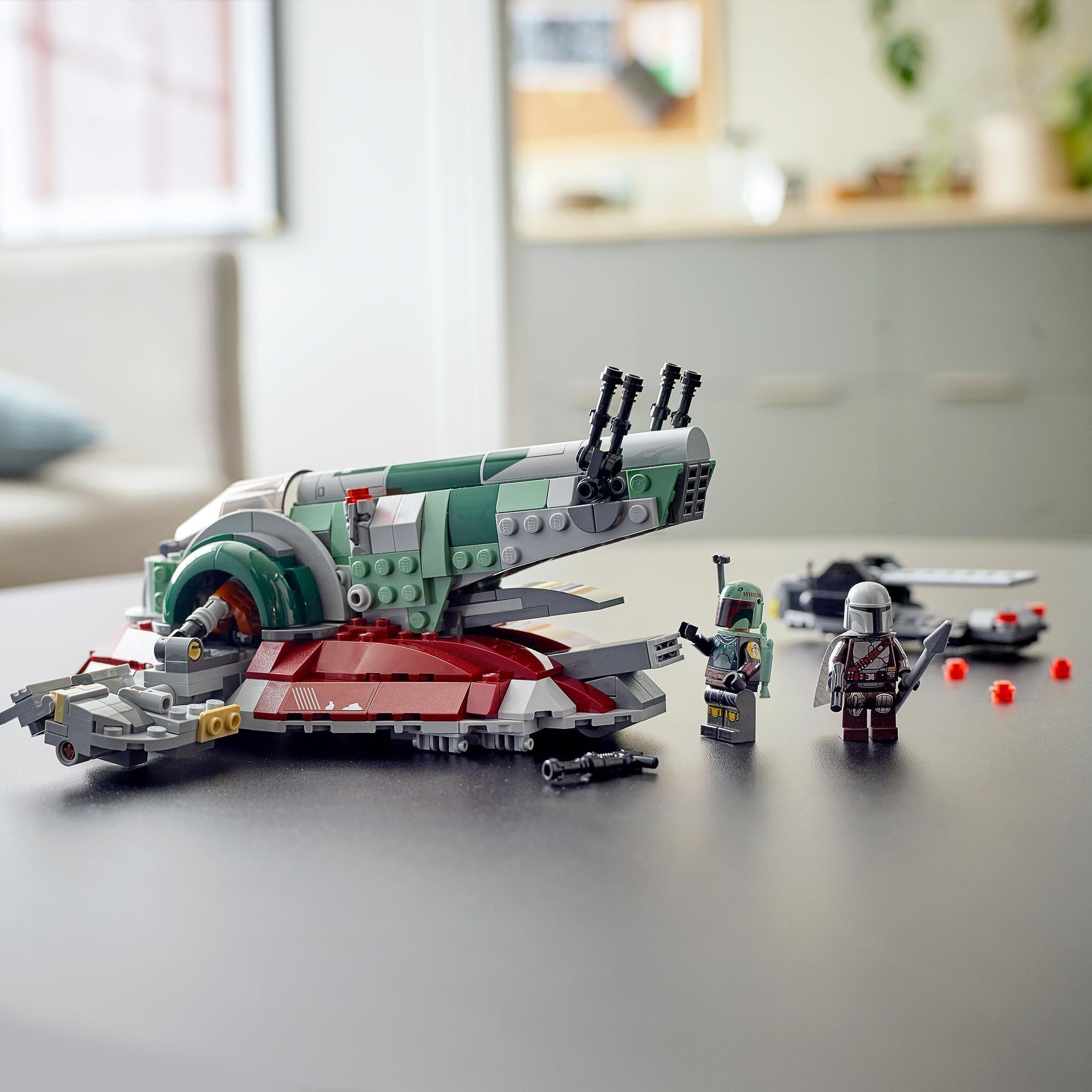LEGO® Star Wars Boba Fett’s Starship Set 75312 with minifigures for play and display, perfect for Mandalorian fans.