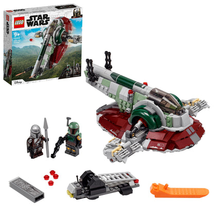 LEGO Star Wars Boba Fett's Starship Set 75312 with figures and accessories for fans and collectors.