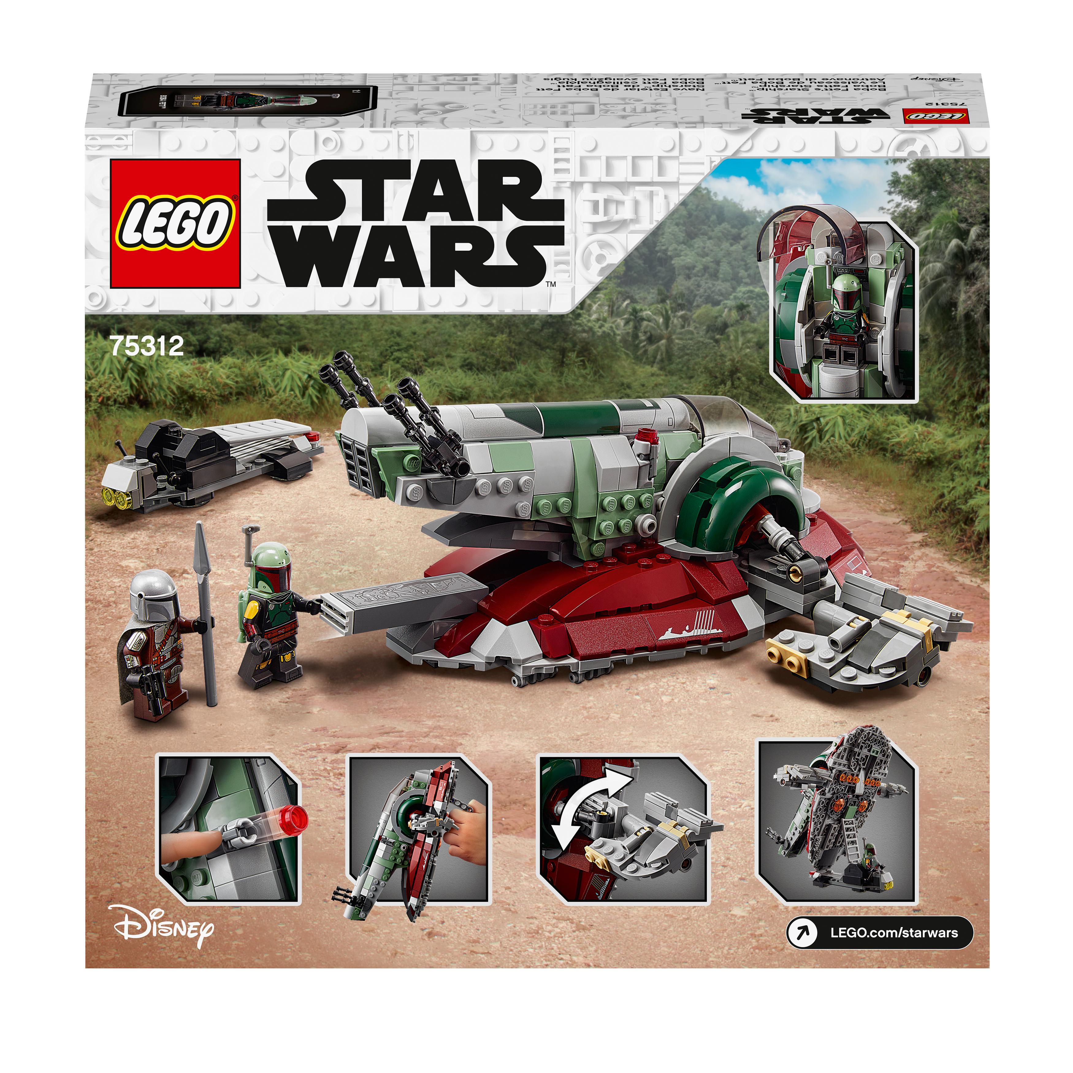 LEGO Star Wars Boba Fett’s Starship Set 75312 with minifigures and play features, perfect for fans of The Mandalorian.