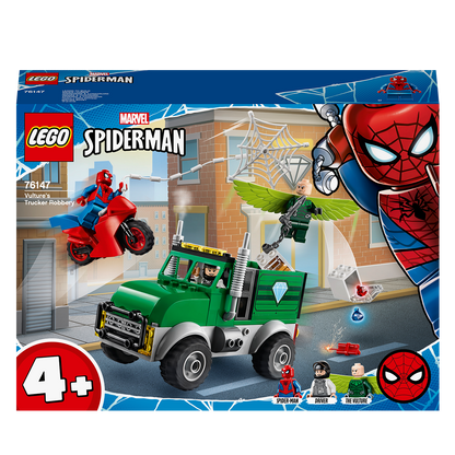 LEGO Marvel Spider-Man Trucker Robbery Set 76147 featuring Spider-Man and Vulture in action.