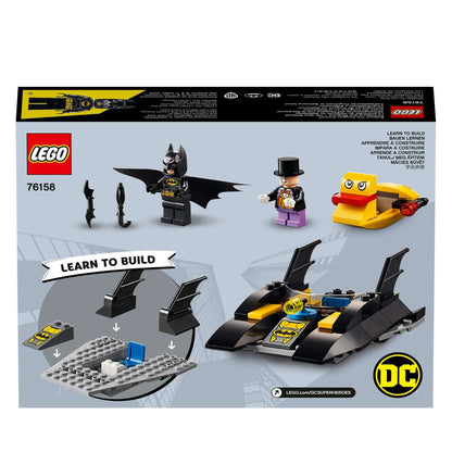LEGO DC Batman Batboat The Penguin Pursuit 76158, featuring Batman, The Penguin, and buildable boat components.