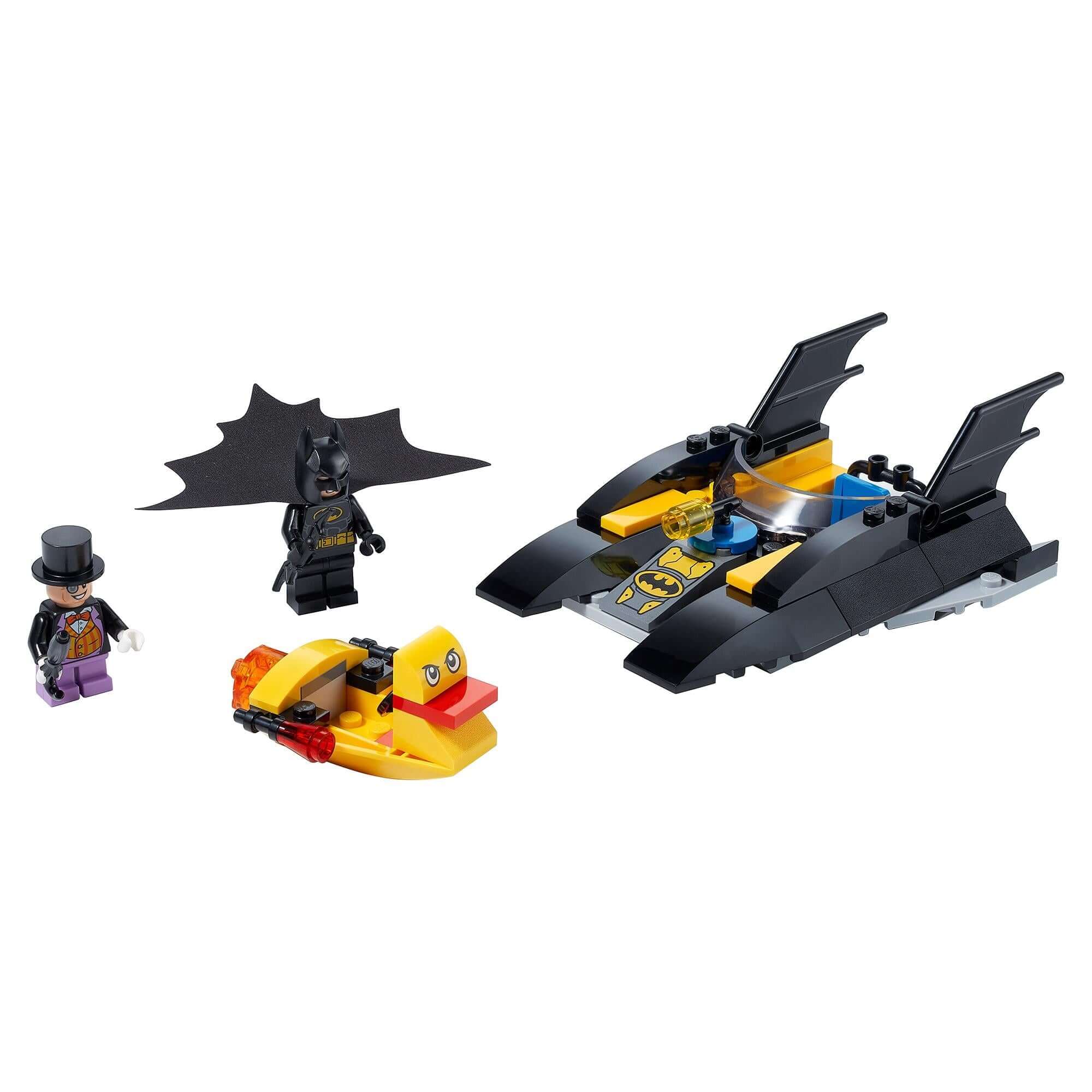 LEGO DC Batman Batboat set featuring Batman, The Penguin, and toy boat for imaginative play.