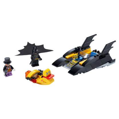 LEGO DC Batman Batboat set featuring Batman, The Penguin, and toy boat for imaginative play.