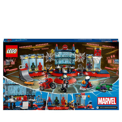 LEGO Marvel Spider-Man Attack on the Spider Lair 76175 set with superhero figures and gadgets, perfect for kids.