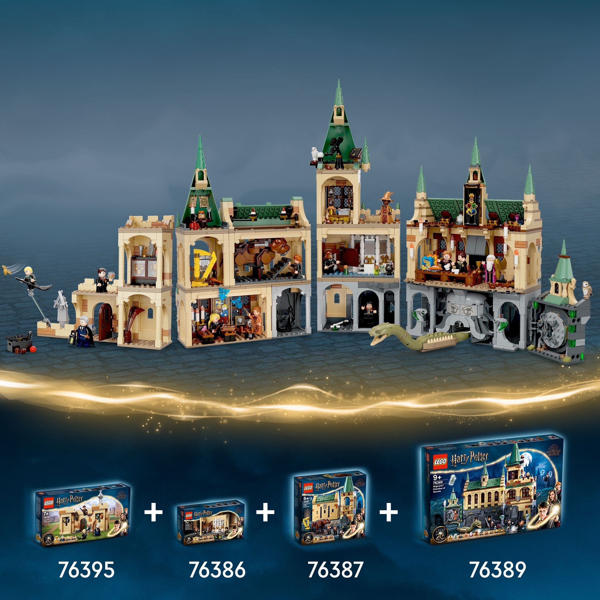 LEGO Harry Potter Hogwarts Potion Mistake Set 76386 and related sets, showcasing magical play experiences.