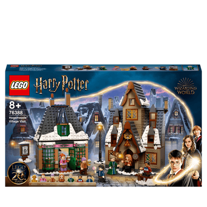 LEGO Harry Potter Hogsmeade Village Visit Set 76388 packaging featuring iconic buildings and characters for magical adventures.