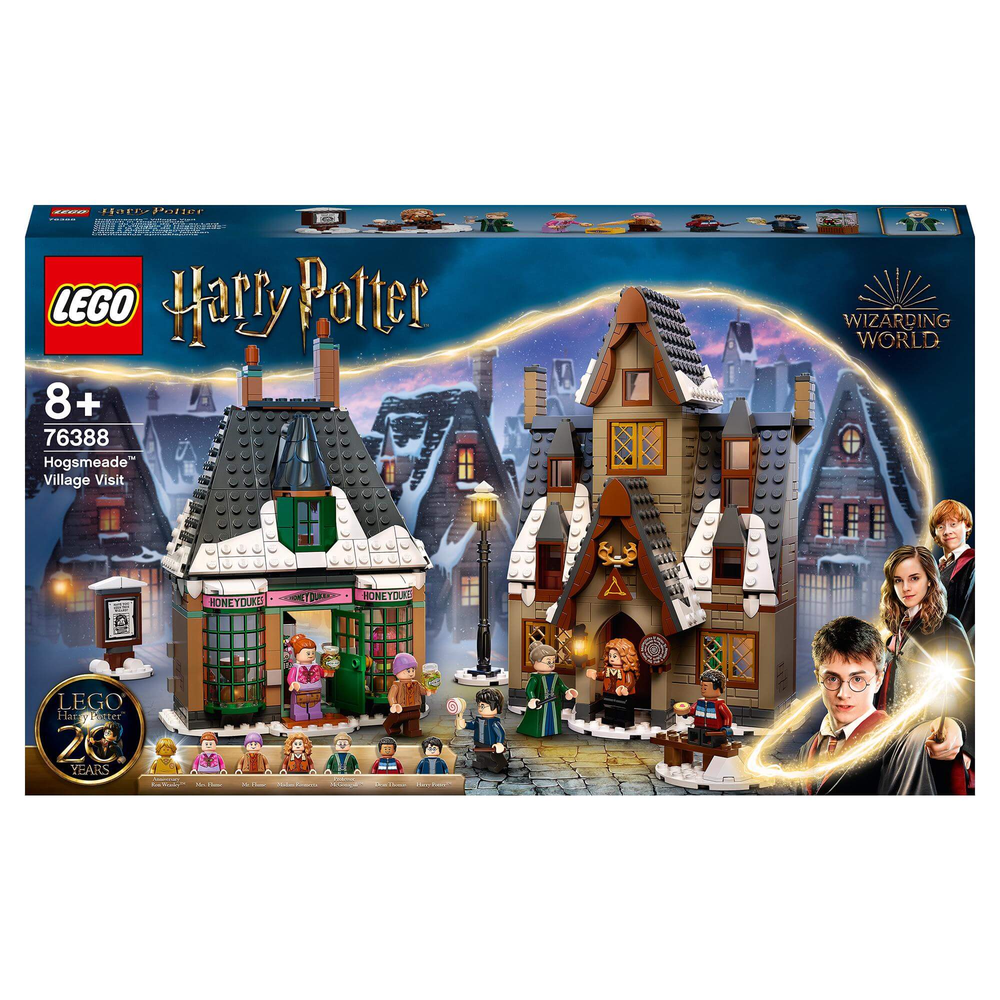LEGO Harry Potter Hogsmeade Village Visit Set 76388 for magical roleplay adventures, featuring iconic buildings and characters.