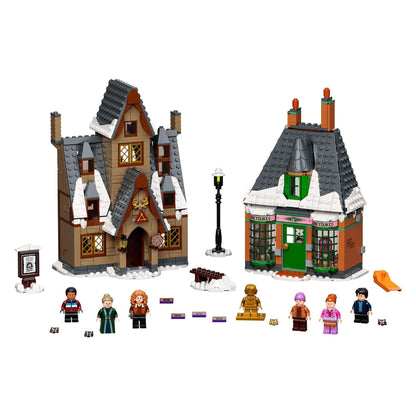 LEGO Harry Potter Hogsmeade Village Visit Set 76388 with buildings and minifigures for magical adventures.