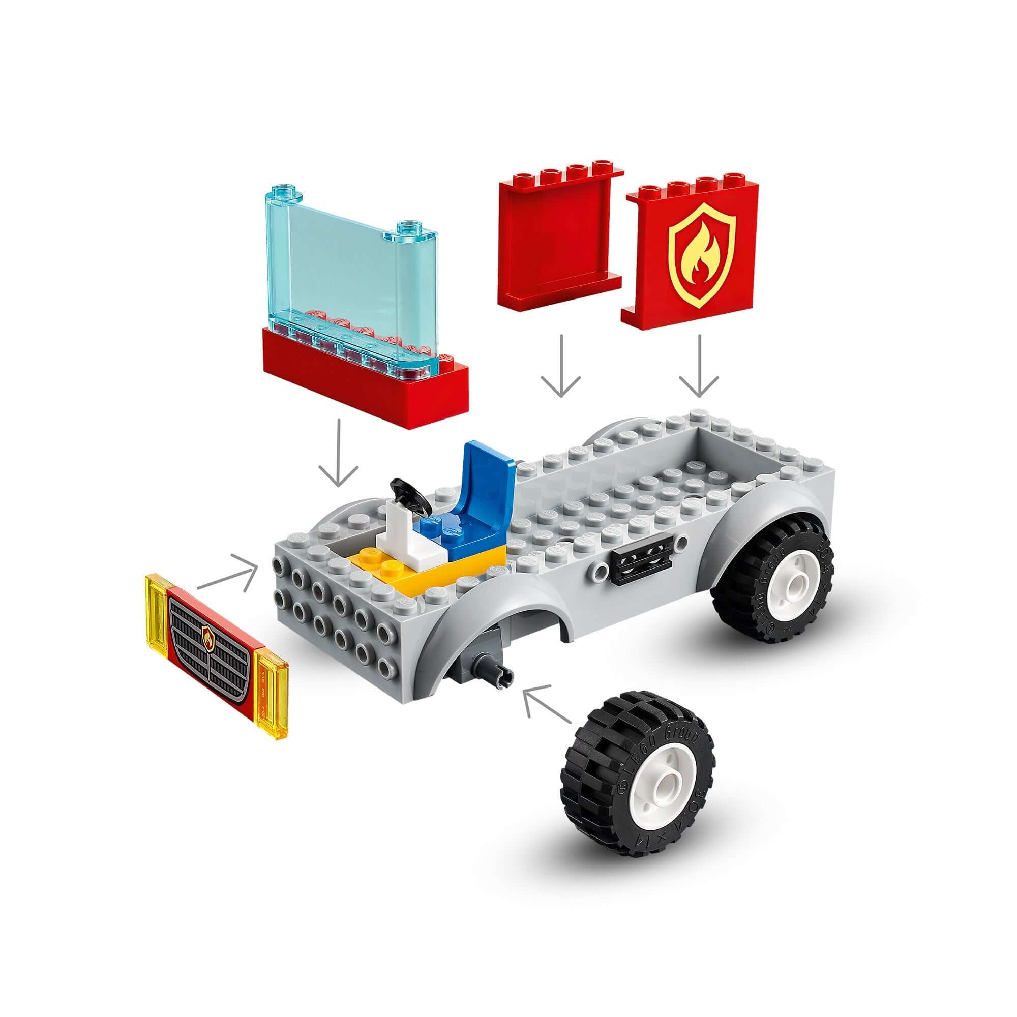 LEGO® City Fire Ladder Truck Toy 60280 assembly image showing components and layout for creative play.