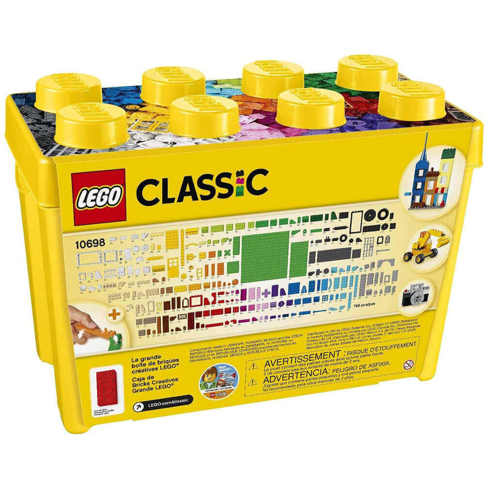 LEGO Classic Large Creative Brick Box 10698 featuring multi-colored bricks and building ideas for imaginative play.