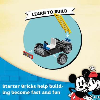 LEGO Disney Mickey Mouse Fire Engine build instructions with colorful starter bricks for kids.