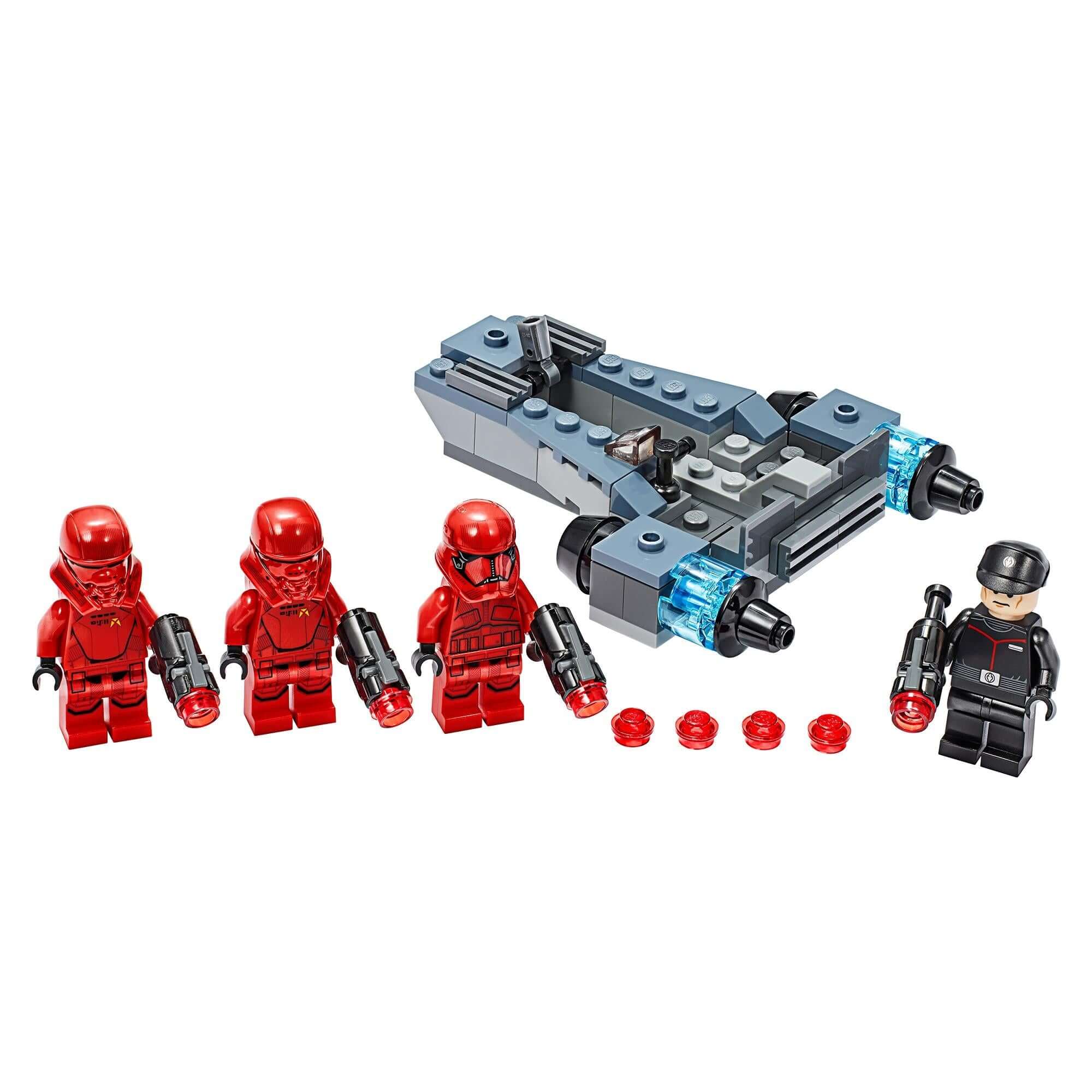 LEGO® Star Wars Sith Troopers Battle Pack Set 75266 with three red troopers and Imperial officer, perfect for role-play adventures.