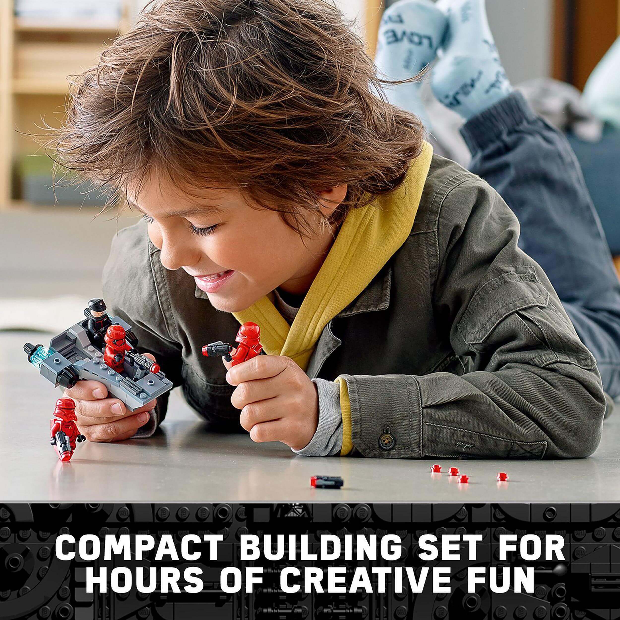 Child engaged with LEGO® Star Wars Sith Troopers Battle Pack Set 75266, creating hours of imaginative play.