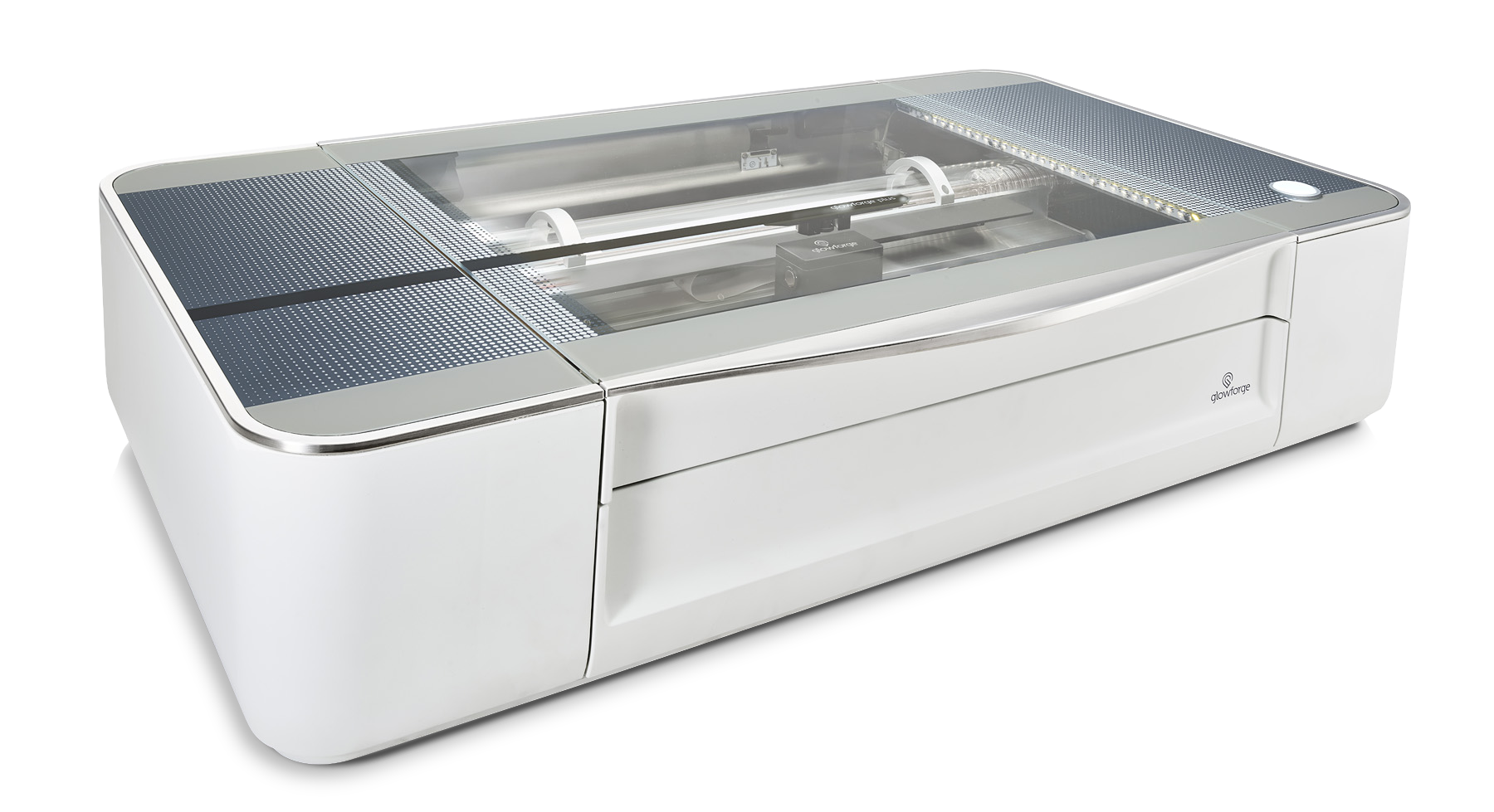 Glowforge Plus laser cutter showcasing its sleek design and powerful engraving capabilities.