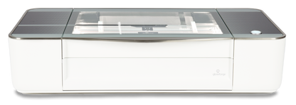Glowforge Plus laser cutter with glass top, designed for fast engraving and cutting, ideal for creative projects.
